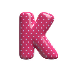 Polka dot letter K - Capital 3d pink retro font - suitable for Fashion, retro design or decoration related subjects