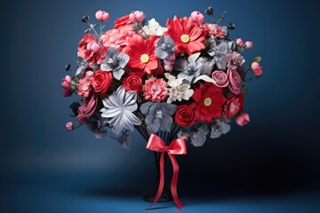 Vibrant Flower Arrangement with Valentine's Day Card for a Romantic Gesture
