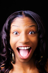 Wide Mouth Expression On Young African American Woman