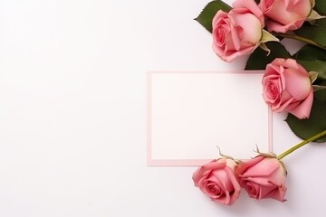 Timeless Elegance: Vintage Blank Space Card with a Stunning Bouquet of Pink and Red Roses on a Clean White Background - Perfect for Valentine's Day and Beyond!