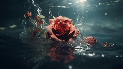 Enchanting Depths: Submerged Rose in the Mystical Deep Sea