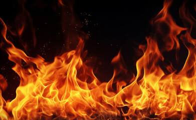Burning flame. black background.