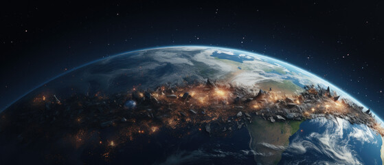 Fiery Cataclysm Engulfing the Earth as Seen from Space