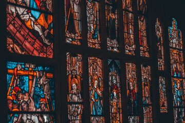 A Stained Glass Window, Radiant Colors, Church 