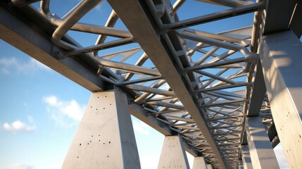 Skyward Symphony: A Captivating Closeup of Contemporary Bridge's Textured Structural Elements Embracing the Infinite Horizon