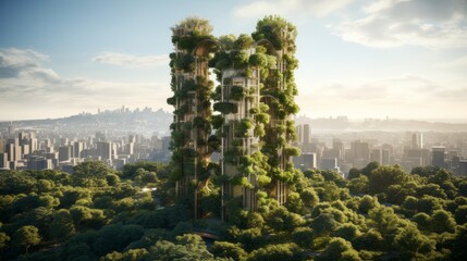 Vertical Oasis: A Sustainable Skyscraper Blooms with Green Gardens, Redefining Urban Architecture