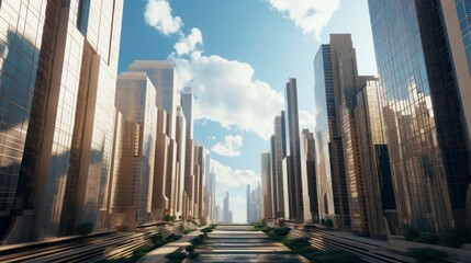 Fototapeta na wymiar Urban Majesty: A Breathtaking Canyon of Skyscrapers Embracing the Urban Jungle