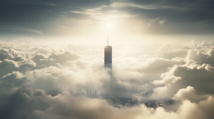 Cloud-Kissed Heights: A Breathtaking Perspective of Urban Majesty