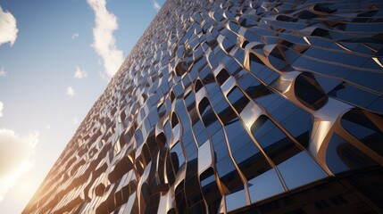 Architectural Marvel: Captivating Skyscraper with Mesmerizing Facade Patterns Showcasing Exquisite Textures and Materials - Powered by Adobe