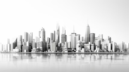 Fototapeta na wymiar Monochrome Metropolis: Captivating Low Polygon Cityscape Blueprint for Mega Projects