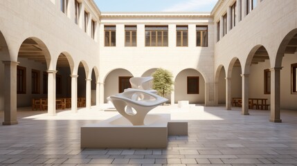 Fototapeta na wymiar Timeless Echoes: A Captivating Fusion of History and Innovation in an Old University Courtyard