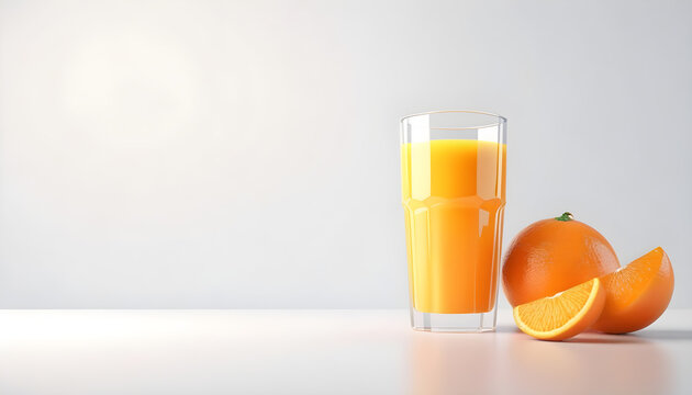 Glass of orange juice and oranges isolated on white background with copy space  3d rendered 3d illustration created with generative ai 