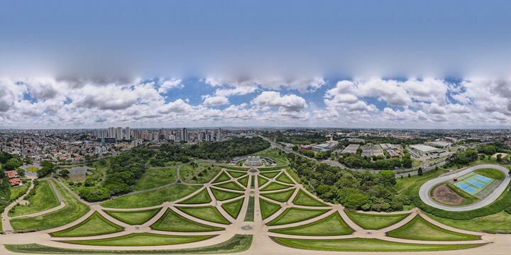 360 aerial photo taken with drone of gardens in Curitiba