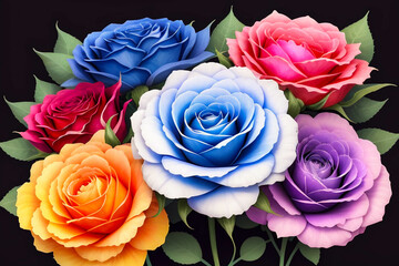 Roses Unveiled Whimsical Transformations in Vibrant Hues