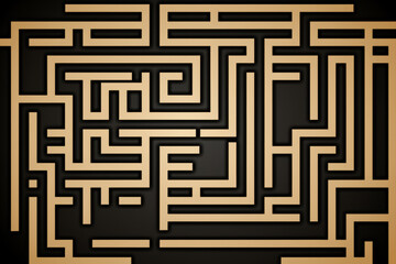 A black background hosts a gold labyrinth, creating a coherent maze-like image.