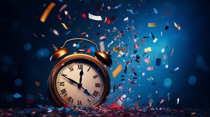 Countdown to Celebration: Sparkling New Year's Eve Clock with Bursting Champagne Cork - Festive...