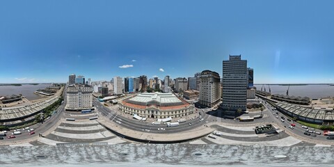 360 aerial photo taken with drone of backside of central market