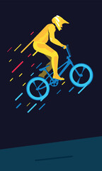 Great elegant vector editable jumping bicycle race poster background design for your championship community event	