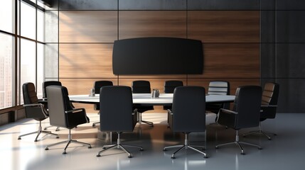 Powerful Collaboration: Futuristic Corporate Boardroom with Cutting-Edge Technology and Luxurious Design
