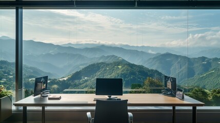 Nature's Serenade: A Breathtaking Escape from the Office Grind - Surreal Mountain Vistas Inspire Tranquility and Productivity