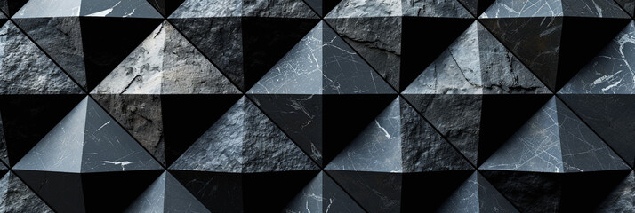 Fond d'un mur noir, texture ardoise, formes triangles, mosaïque. Ambiance sombre. Reflet et lumière. Arrière-plan pour conception et création graphique.	