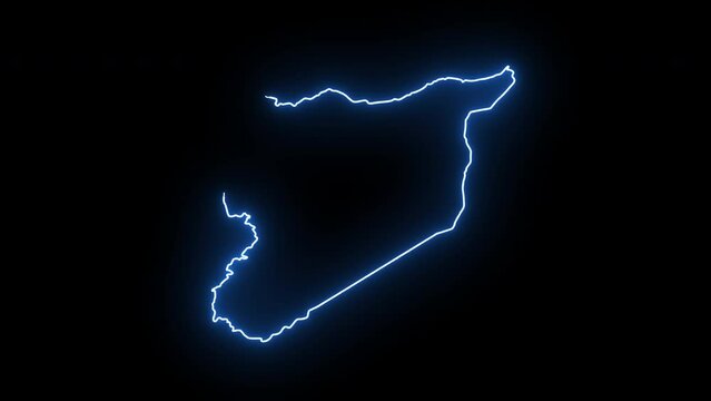 Animated Syrian map icon with a glowing neon effect