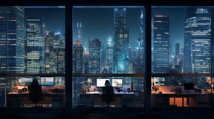 Midnight Symphony: Illuminating the Night with the Vibrant Pulse of Urban Work Culture