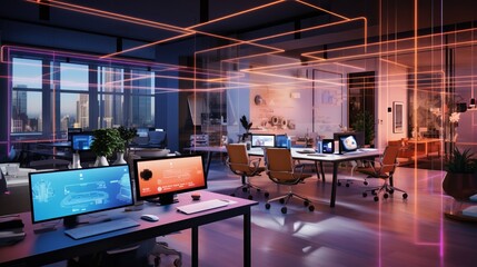 Dynamic Illumination: Transformative Office Environment with Time-Responsive Smart Lighting, Motion-Activated Paths, and Personalized Workstations