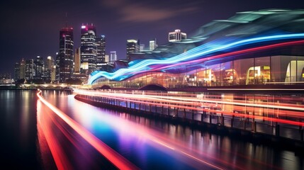 Neon Currents: Timeless City in Motion