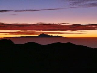 Sonnaufagng am Roque de los muchachos mit Teide