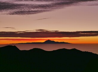 Sonnaufagng am Roque de los muchachos mit Teide