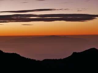 Sonnaufagng am Roque de los muchachos mit Teide