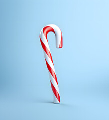 christmas candy cane isolated on a blue background