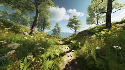 Fototapeta premium Immerse in Nature's Classroom: Interactive VR Simulation for Biology Students - Discover, Learn, and Connect with the Wonders of Ecosystems