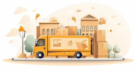 Efficient E-commerce Solutions: Seamless Delivery Service with Cutting-Edge Technology and Logistics Icons
