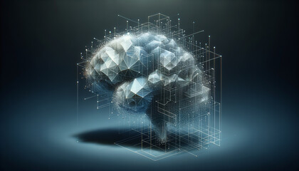 Abstract geometric brain structure representing business intelligence on a minimalistic background. - obrazy, fototapety, plakaty