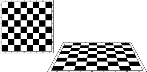 side and top view chessboard set