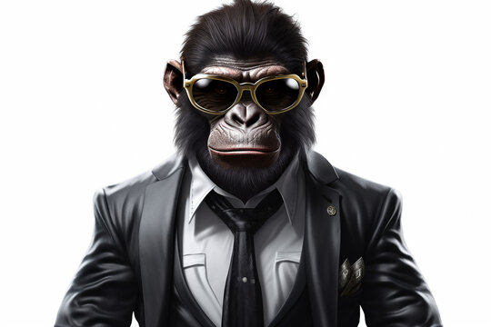 Monkey Gangster 3D Illustration white background