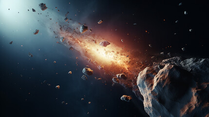 illustration of a comet theme design in outer space