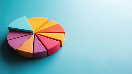 Colorful pie chart on a light blue background