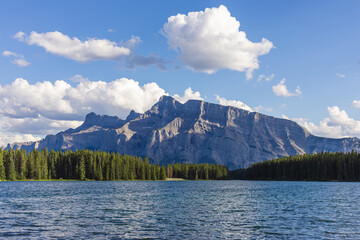 Sunny Day at Two Jack Lake in Banff, Canada