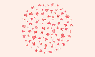 background with hearts, teddy, nipple, hat