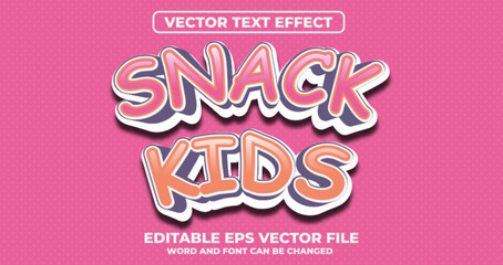 Snack kids vector text effect