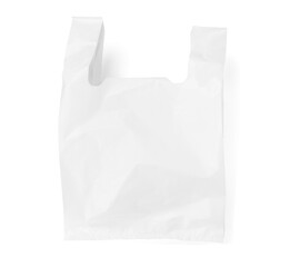 One plastic bag isolated on white, top view