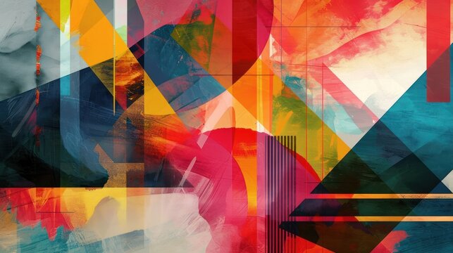 Abstract digital artwork with geometric shapes and bold colors