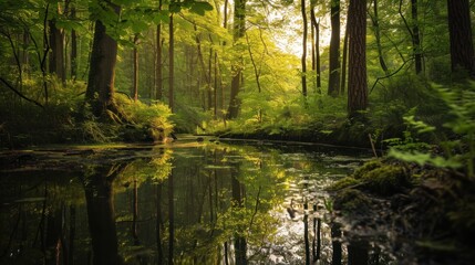 Serene forest landscape reflecting the tranquility of nature