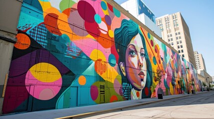 Naklejka premium Vibrant street art mural in a metropolitan city