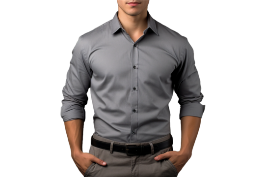 Hands on hips gesture, businessman, transparent background, isolated image, generative AI - Powered by Adobe