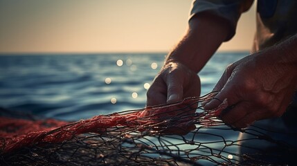 Seafarer's Serenade: Skilled Hands Weave Nets, Embracing the Rhythm of the Sea