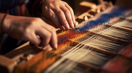 Masterful Artistry: Mesmerizing Hands Weaving Intricate Patterns on Loom - A Captivating Display of Skill and Precision
